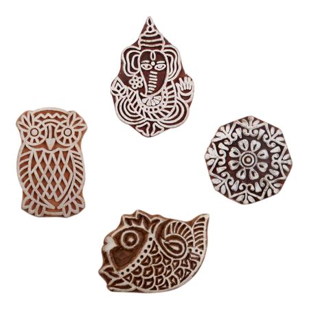 Set of 4 Piece New Mix Wooden Printing Block